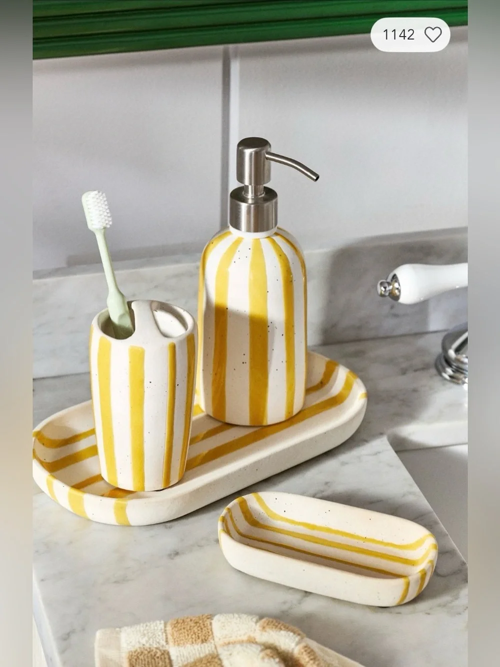 Anthropologie Striped Ceramic Soap Dish, NIB